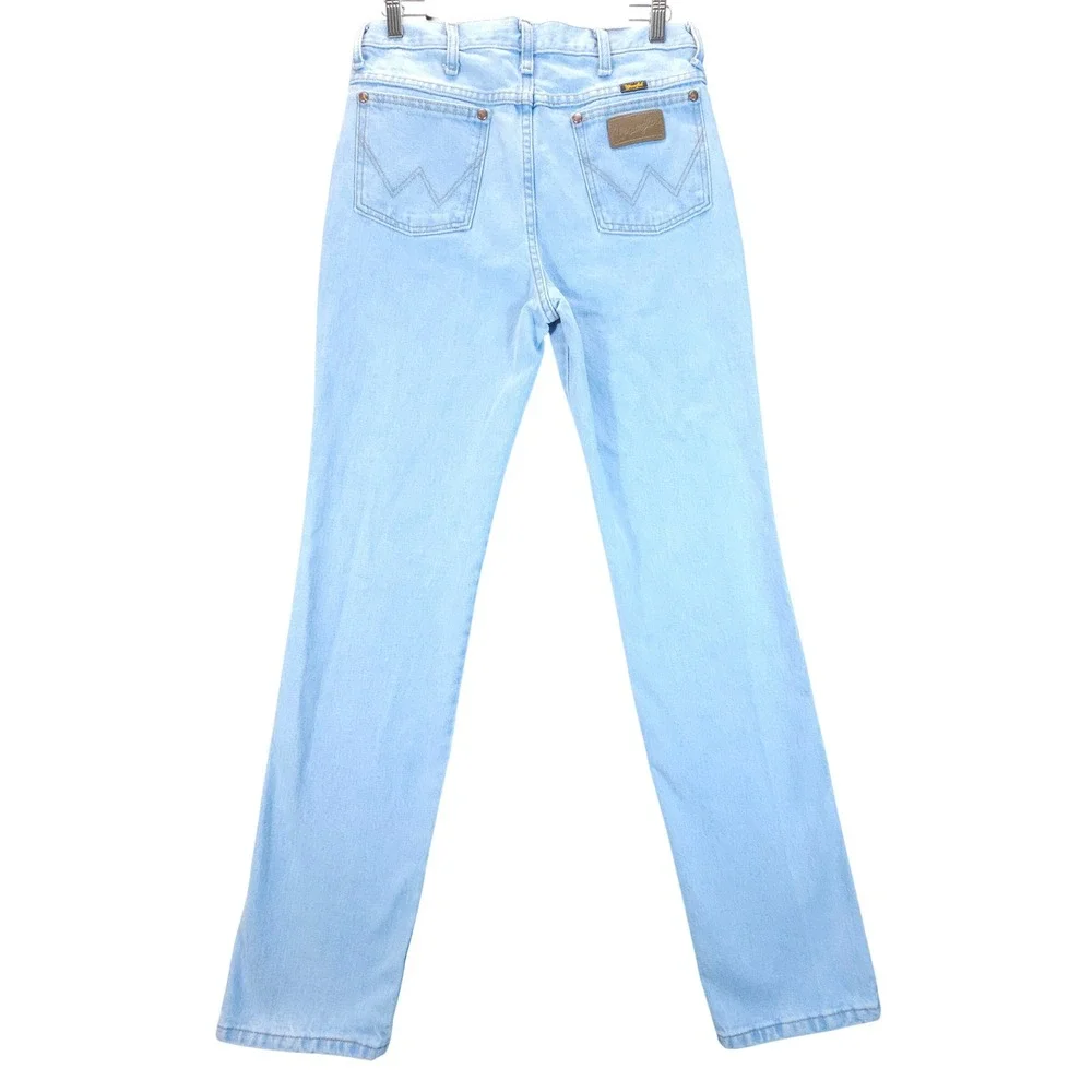 Wrangler 936GBH Men 32x36 Light Wash Slim Fit Western Cowboy Jeans Vintage Style